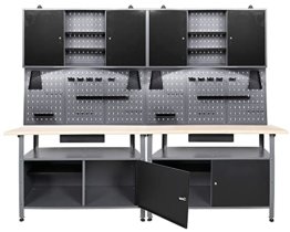 Ondis24 Werkstatt Set Klaus 240 cm 2 Schränke LED (Arbeitshöhe 85 cm, Schwarz) - 1