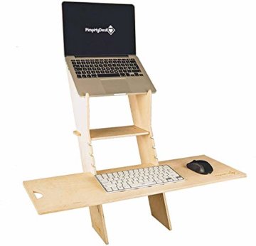 PimpMyDesk STEHSCHREIBTISCH, Steh-Sitz Schreibtisch, Tragbares, höhenverstellbares Laptop-Stehpult für zu Hause. Holz, leicht, einfach zu tragen. (Large) - 1
