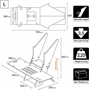 PimpMyDesk STEHSCHREIBTISCH, Steh-Sitz Schreibtisch, Tragbares, höhenverstellbares Laptop-Stehpult für zu Hause. Holz, leicht, einfach zu tragen. (Large) - 6