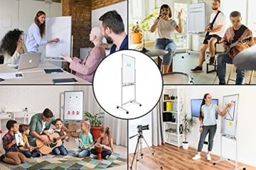 Pronomic WB-6090 Whiteboard - Magnetisch, drehbar, beidseitig beschreibbar - Fläche: 60x90cm - Trocken abwischbar - Alurahmen - Rollen & Tafel verriegelbar - Inkl. Markern, Magneten, Schwamm - Weiß - 2