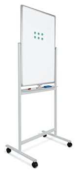 Pronomic WB-6090 Whiteboard - Magnetisch, drehbar, beidseitig beschreibbar - Fläche: 60x90cm - Trocken abwischbar - Alurahmen - Rollen & Tafel verriegelbar - Inkl. Markern, Magneten, Schwamm - Weiß - 1