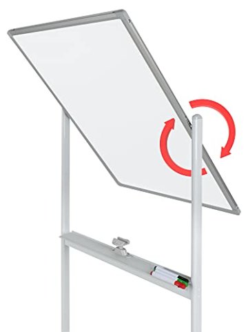 Pronomic WB-6090 Whiteboard - Magnetisch, drehbar, beidseitig beschreibbar - Fläche: 60x90cm - Trocken abwischbar - Alurahmen - Rollen & Tafel verriegelbar - Inkl. Markern, Magneten, Schwamm - Weiß - 4