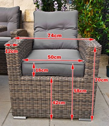 RAGNARÖK hohe Dinning Lounge - DEUTSCHE Marke - 8 Jahre GARANTIE EIGENE Produktion - PolyRattan Gartenmöbel Essgruppe Hocker Sessel verstellbare Lehn Naturfarben Rundrattan - 4