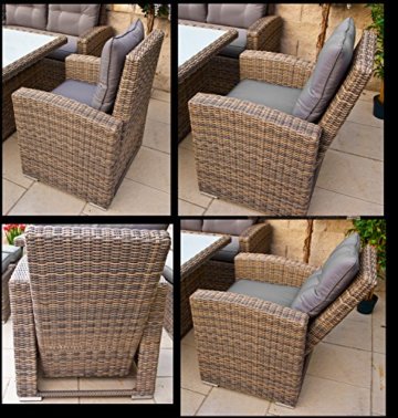 RAGNARÖK hohe Dinning Lounge - DEUTSCHE Marke - 8 Jahre GARANTIE EIGENE Produktion - PolyRattan Gartenmöbel Essgruppe Hocker Sessel verstellbare Lehn Naturfarben Rundrattan - 5