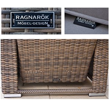 RAGNARÖK hohe Dinning Lounge - DEUTSCHE Marke - 8 Jahre GARANTIE EIGENE Produktion - PolyRattan Gartenmöbel Essgruppe Hocker Sessel verstellbare Lehn Naturfarben Rundrattan - 8