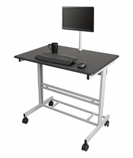 Stand Up Desk Store 100cm Länge Höhenverstellbarer Schreibtisch (Rahmen Silber/Holz schwarz) - 1