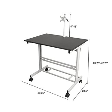 Stand Up Desk Store 100cm Länge Höhenverstellbarer Schreibtisch (Rahmen Silber/Holz schwarz) - 5