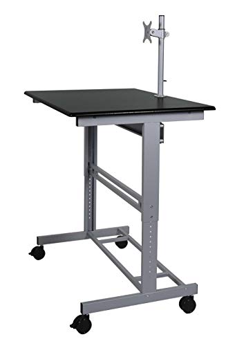 Stand Up Desk Store 100cm Länge Höhenverstellbarer Schreibtisch (Rahmen Silber/Holz schwarz) - 9