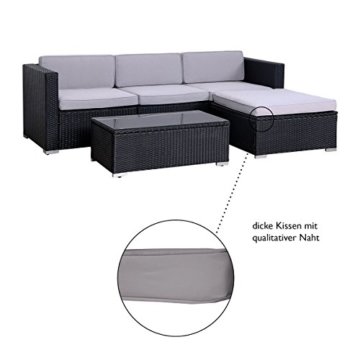 SVITA California Poly-Rattan Lounge Gartenset Sofa-Set Garnitur Gartenmöbel Couch-Set - 3