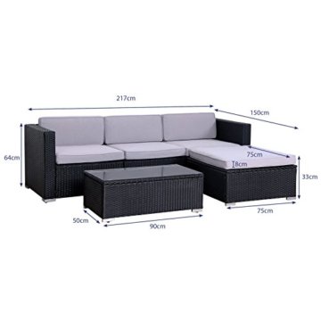 SVITA California Poly-Rattan Lounge Gartenset Sofa-Set Garnitur Gartenmöbel Couch-Set - 5