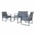 SVITA LOIS XL Poly Rattan Sitzgruppe Gartenmöbel Metall-Garnitur Bistro-Set Tisch Sessel grau - 2