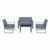 SVITA LOIS XL Poly Rattan Sitzgruppe Gartenmöbel Metall-Garnitur Bistro-Set Tisch Sessel grau - 1