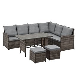 SVITA Monroe Garten-Lounge Set Polyrattan Lounge-Möbel Sitzgruppe Garten Braun - 1