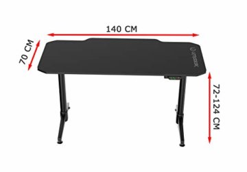 ULTRADESK Level Schwarz – Computertisch mit elektrischer Höhenverstellung, L: 140cm T: 70cm H: 72-124cm, höhenverstellbarer Schreibtisch mit Langer Platte - 6