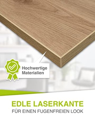 vabo Schreibtisch-Platte - Kratzfeste Tischplatte - bis zu 120 kg belastbar - moderner Büro-Tisch Aufsatz mit Laserkante - 160x80x2,5 cm - Eiche - 6