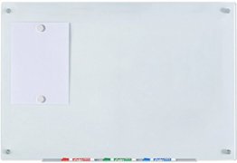 Weiß Glas-Magnettafel leicht abwischbar - 60 cm x 90 cm - 23 5/8" x 35 1/2" - inklusive Brett, Magneten, Halter für Board-Marker - 1