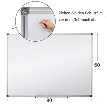 XIWODE Whiteboard mit Stiftablage, Magnetic whiteboard, Pinnwand Tafel, Magnettafel, beschreibbar und magnetisch, mit kratzfeste Oberfläche, 90x60cm, return to office - 5