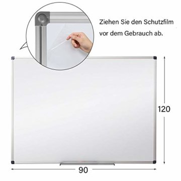 XIWODE Whiteboard mit Stiftablage, Pinnwand Tafel, Magnettafel, beschreibbar und magnetisch, mit kratzfeste Oberfläche, 120cm x 90cm, office product - 3