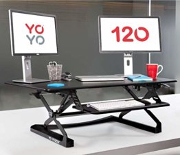 Yo-Yo DESK 120 (Schwarz) | Stehschreibtisch Erweiterung - TÜV Rheinland geprüft - Bürotisch höhenverstellbar (120 cm breit) Stehpult für Ihren ergonomischen Steharbeitsplatz - 1